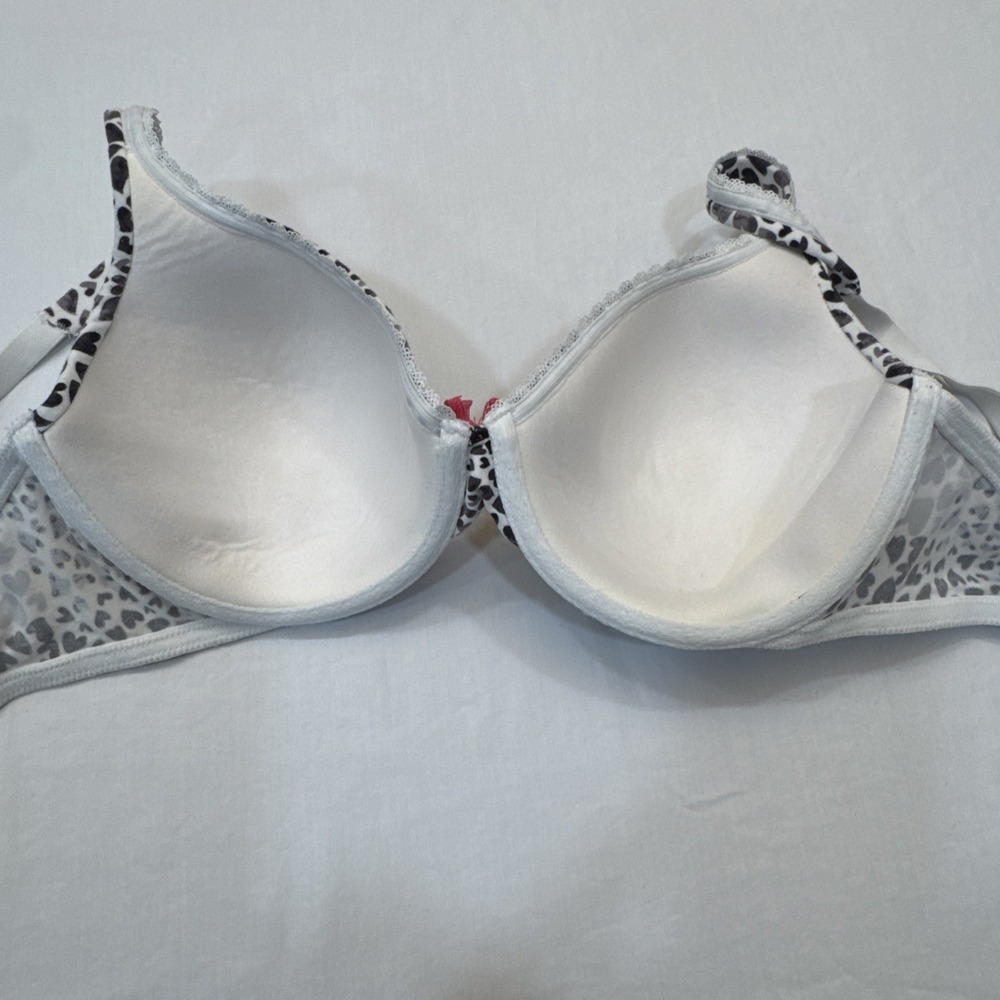 Victorias Secret HEART Leopard Cheetah Print BRA Lined Demi Balconette 36C - Picture 7 of 10